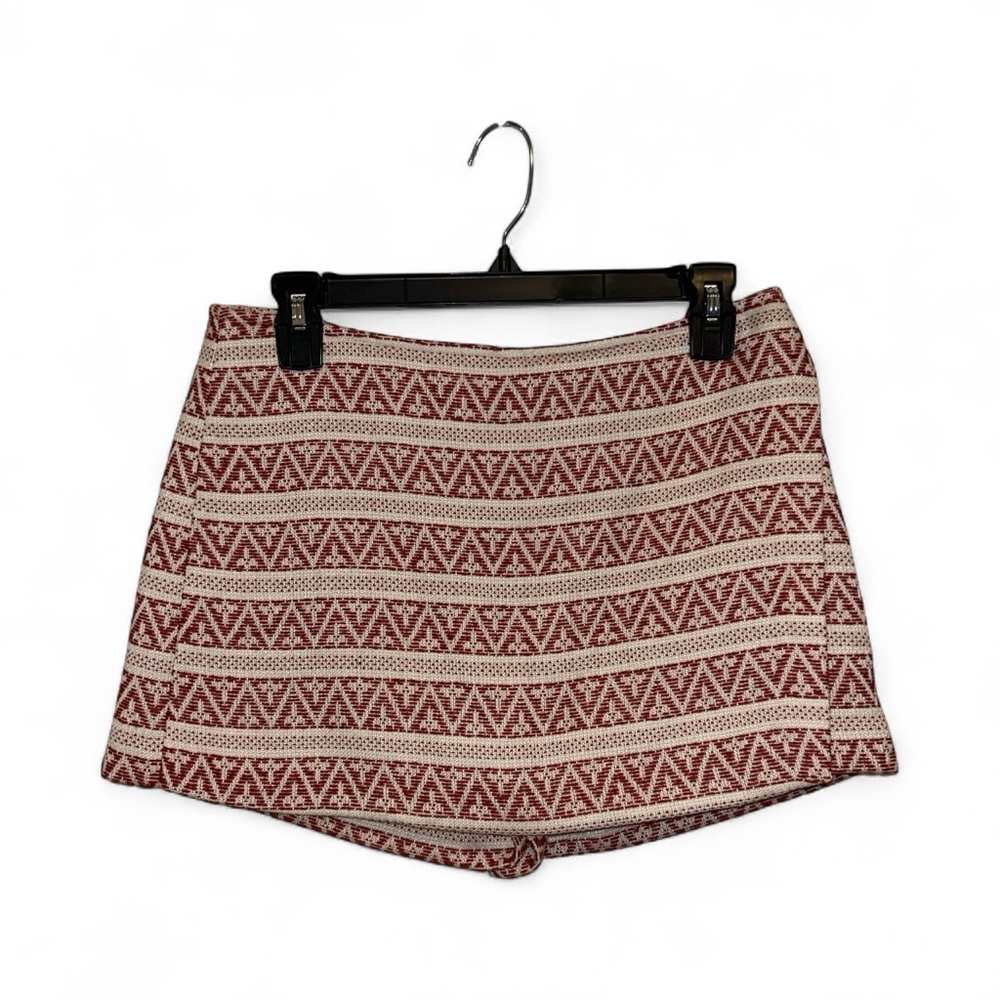 BCBGeneration Burnt Red and White Patterned Skort - Size 4